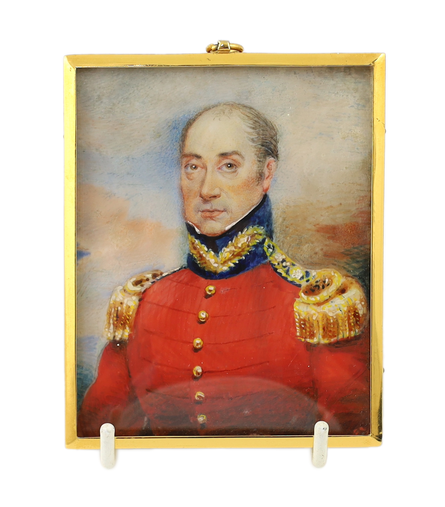 James Heath Millington (Irish, 1799-1872), Portrait miniature of an army officer, watercolour on ivory, 9 x 7.2cm. CITES Submission reference D474HV9E